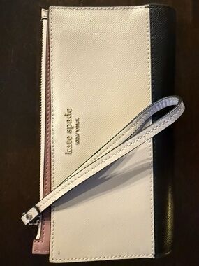 kate spade Cream, Black and Pink Leather Wristlet